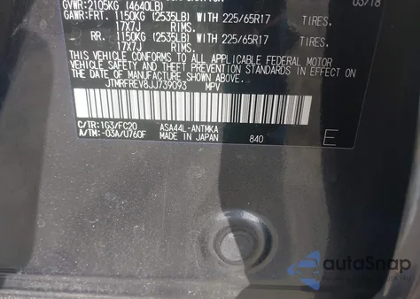 2018 Toyota Rav4 Xle из США, поврежденный, VIN JTMRFREV8JJ739093